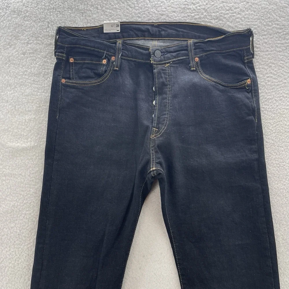 Levis 501 Jeans Mens 36x32 Black Original Button Fly Stretch Denim Grunge NEW